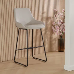 Barkruk Nino-Isa beige - zwart onderstel - 75 cm