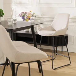 Barkruk Nino-Isa beige - zwart onderstel - 65 cm