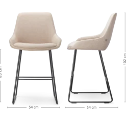 Barkruk Nino-Isa beige - zwart onderstel - 65 cm