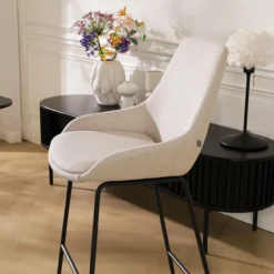 Barkruk Nino-Isa beige - zwart onderstel - 65 cm