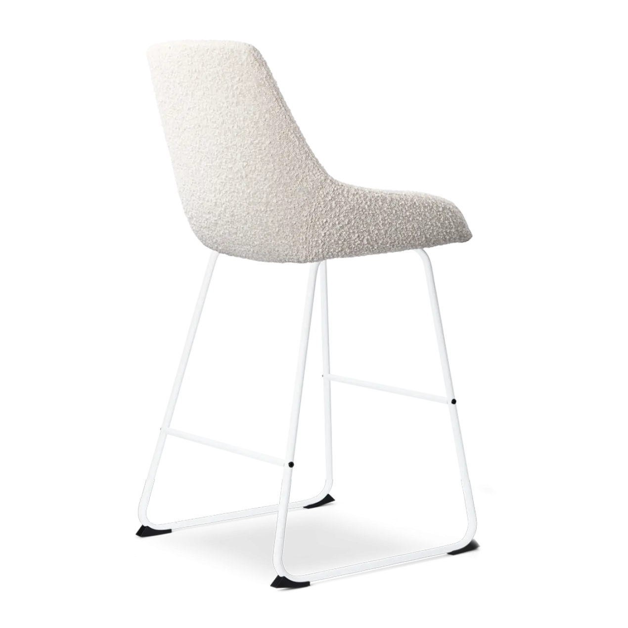 Barkruk Nino-Isa bouclé beige - wit onderstel - 65 cm