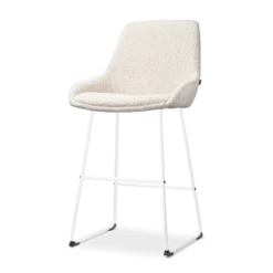 Barkruk Nino-Isa bouclé beige - wit onderstel - 65 cm