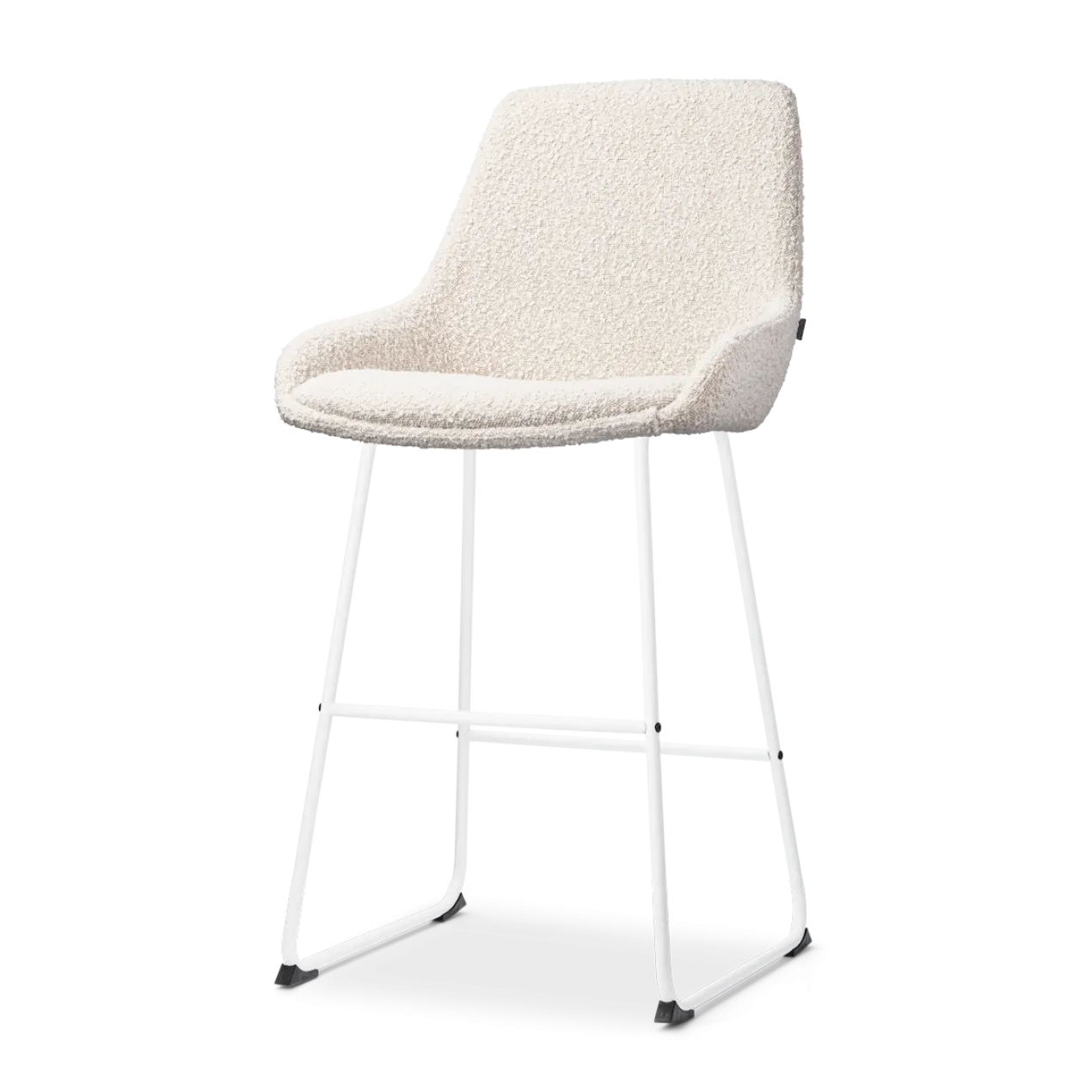 Barkruk Nino-Isa bouclé beige - wit onderstel - 65 cm