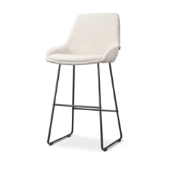 Barkruk Nino-Isa bouclé beige - zwart onderstel - 75cm