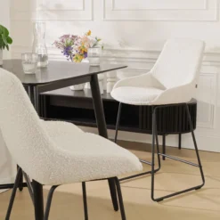 Barkruk Nino-Isa bouclé beige - zwart onderstel - 75cm