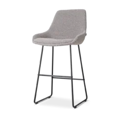 Barkruk Nino-Isa bouclé taupe - zwart onderstel - 75 cm