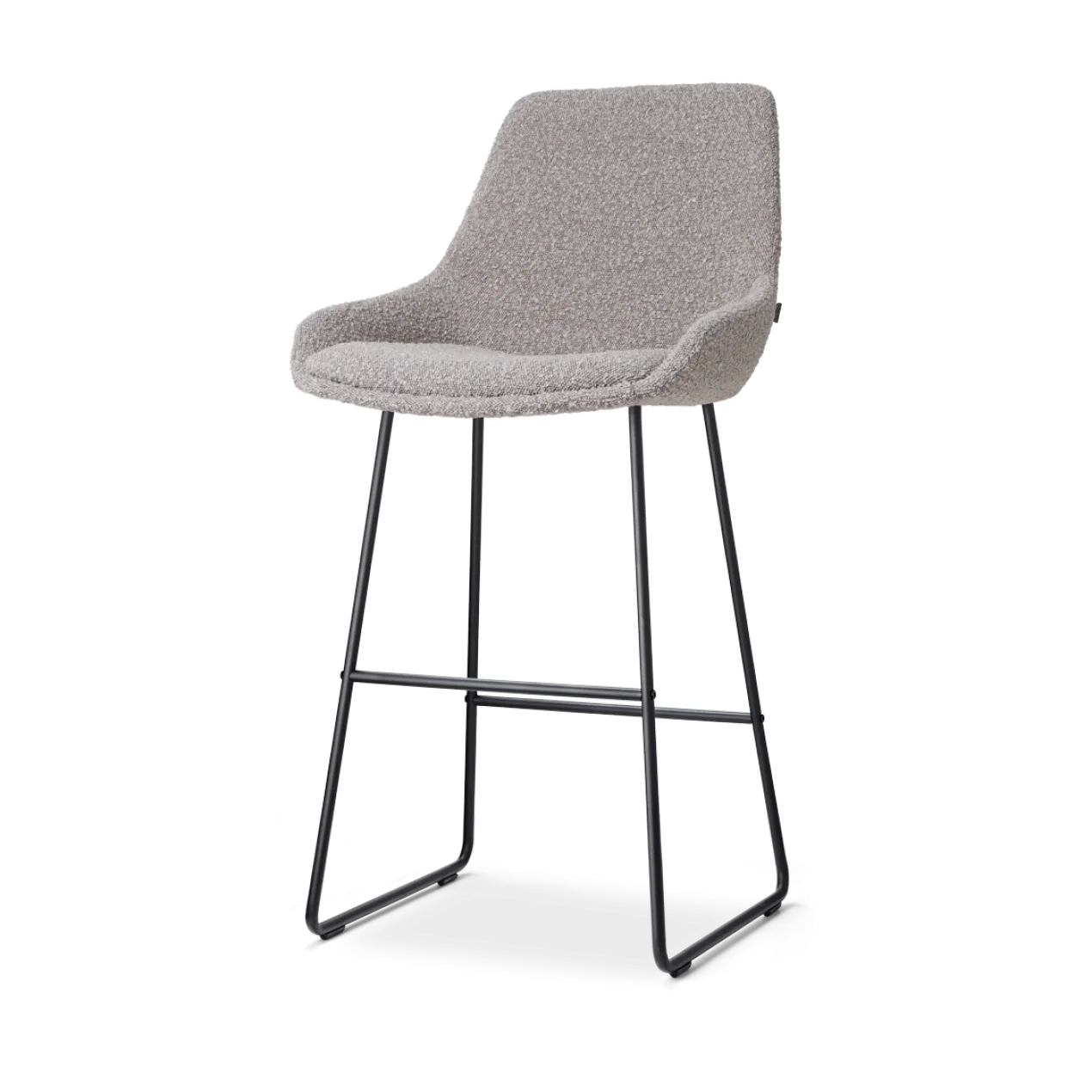 Barkruk Nino-Isa bouclé taupe - zwart onderstel - 75 cm