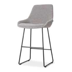 Barkruk Nino-Isa bouclé taupe - zwart onderstel - 65 cm