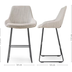 Barkruk Nino-Isa grijs beige gemêleerd - zwart 75 cm