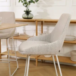 Barkruk Nino-Isa grijs beige gemêleerd - wit 65 cm