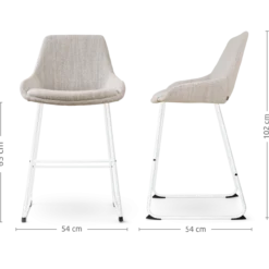 Barkruk Nino-Isa grijs beige gemêleerd - wit 65 cm