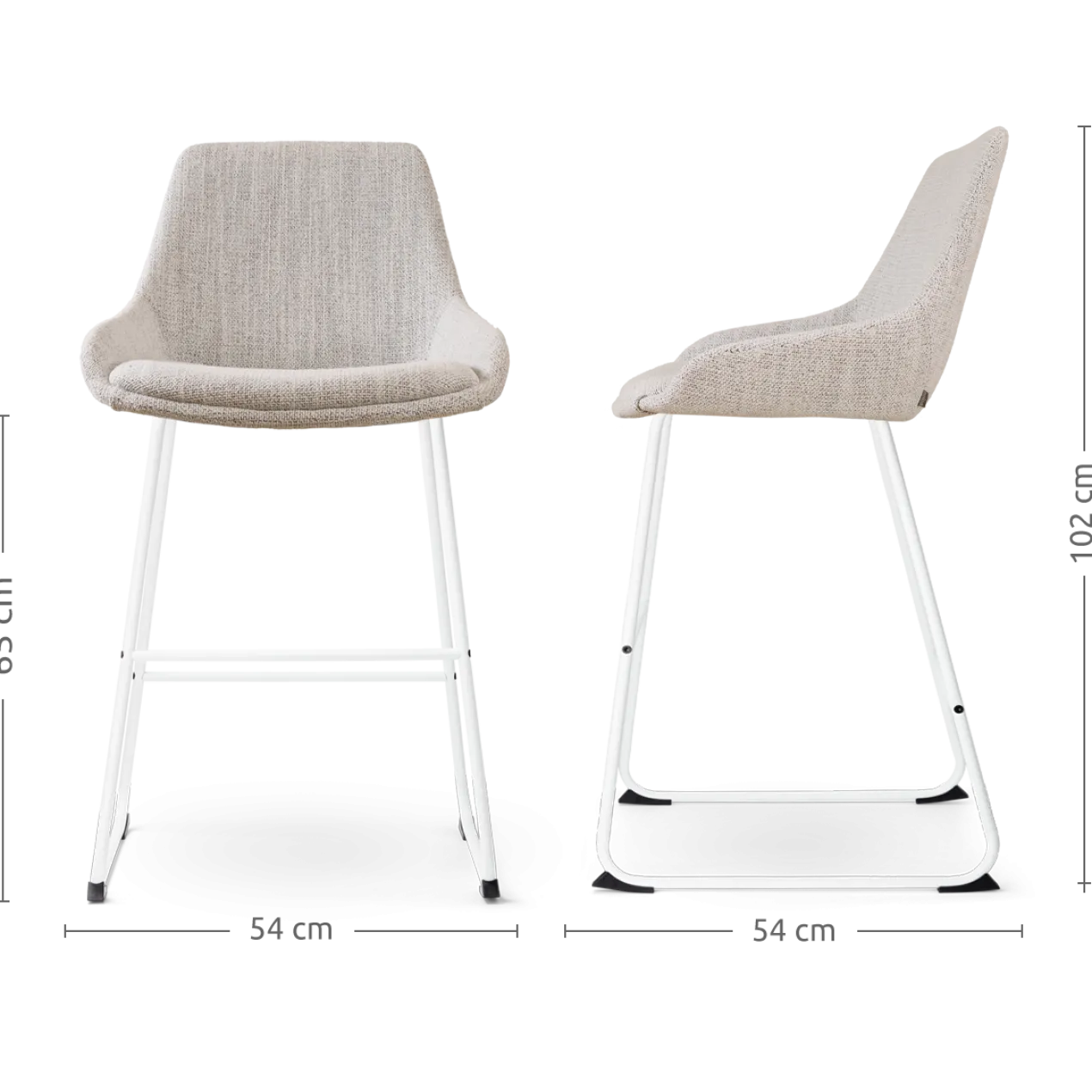 Barkruk Nino-Isa grijs beige gemêleerd - wit 65 cm