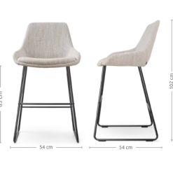 Barkruk Nino-Isa grijs beige gemêleerd - zwart 65 cm