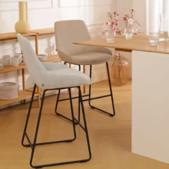 Barkruk Nino-Isa grijs beige gemêleerd - zwart 65 cm