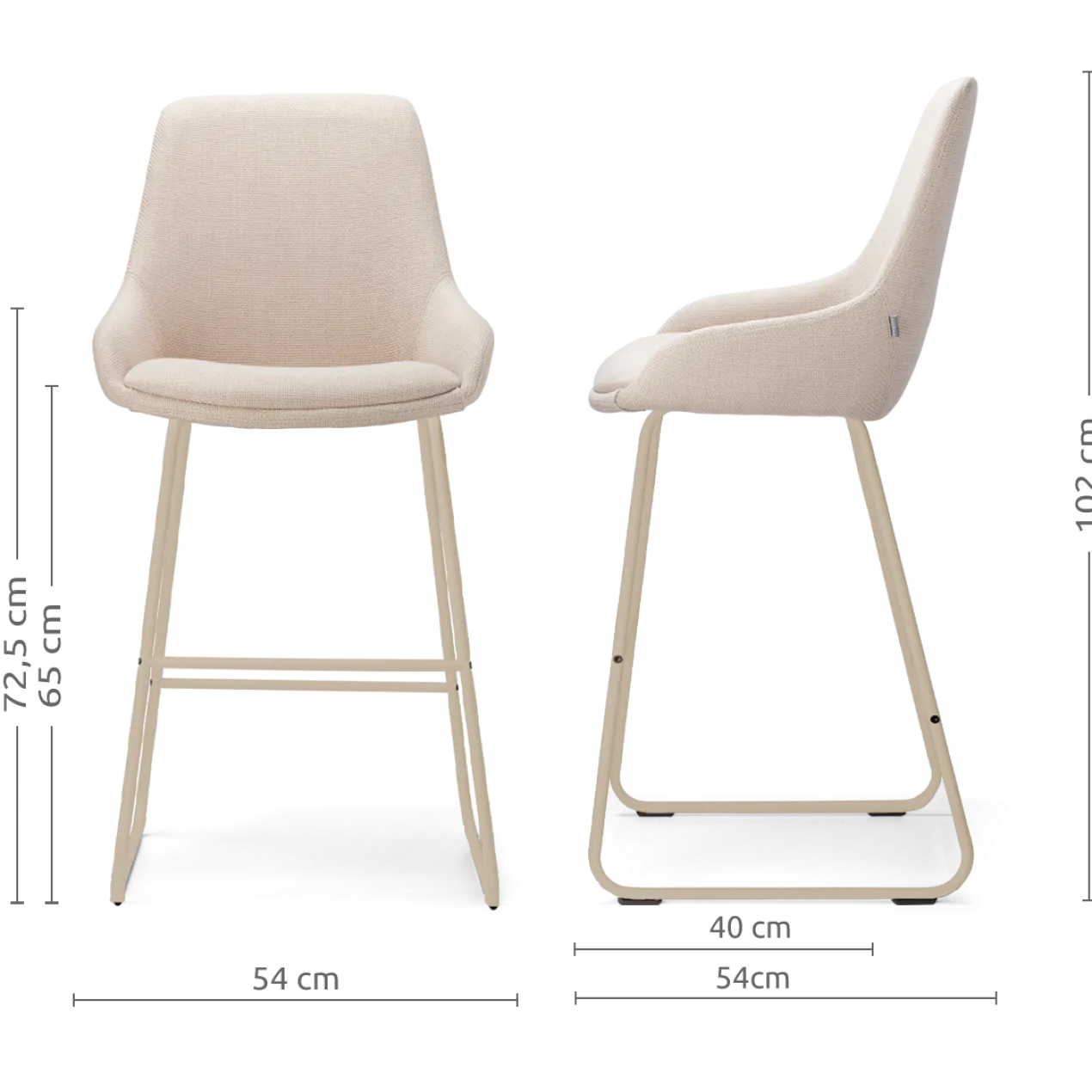 Barkruk Nino-Isa H65 cm beige onderstel beige