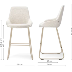Barkruk Nino-Isa H65 cm beige onderstel bouclé beige