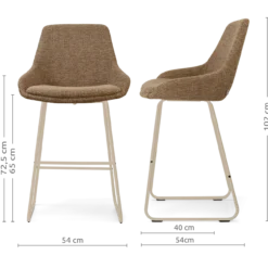 Barkruk Nino-Isa H65 cm beige onderstel bruin blend
