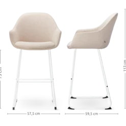 Barkruk Nino-Mae beige - wit onderstel - 75 cm