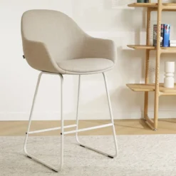 Barkruk Nino-Mae beige - wit onderstel - 75 cm