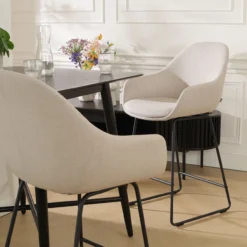 Barkruk Nino-Mae beige - zwart onderstel - 65 cm