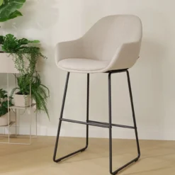Barkruk Nino-Mae beige - zwart onderstel - 65 cm