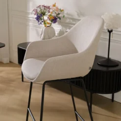 Barkruk Nino-Mae beige - zwart onderstel - 65 cm