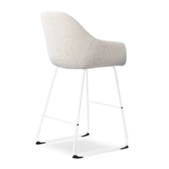 Barkruk Nino-Mae bouclé beige - wit onderstel - 65 cm
