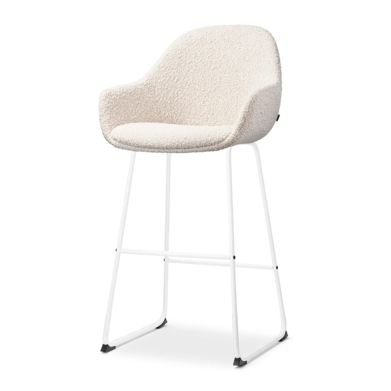 Barkruk Nino-Mae bouclé beige - wit onderstel - 75 cm