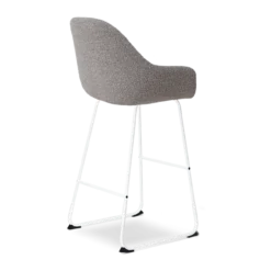 Barkruk Nino-Mae bouclé beige - wit onderstel - 75 cm