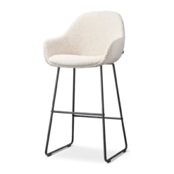Barkruk Nino-Mae bouclé beige - zwart onderstel - 75 cm