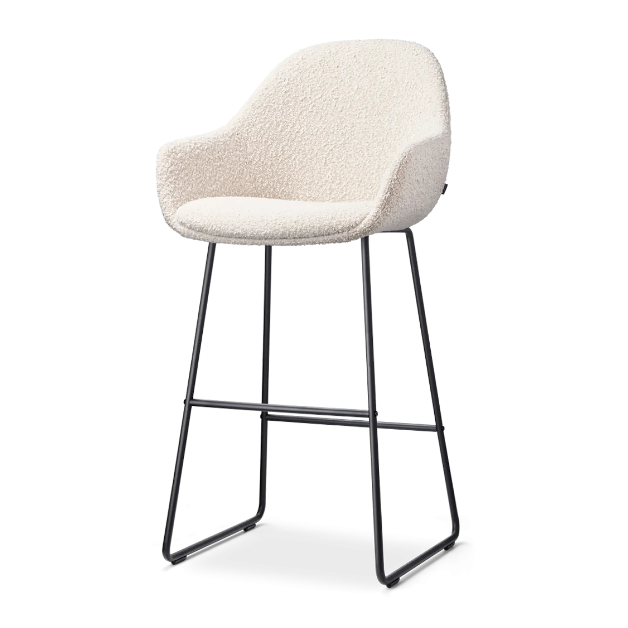 Barkruk Nino-Mae bouclé beige - zwart onderstel - 75 cm