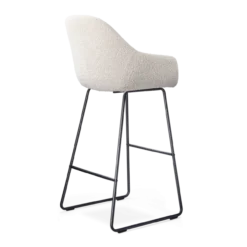 Barkruk Nino-Mae bouclé beige - zwart onderstel - 75 cm