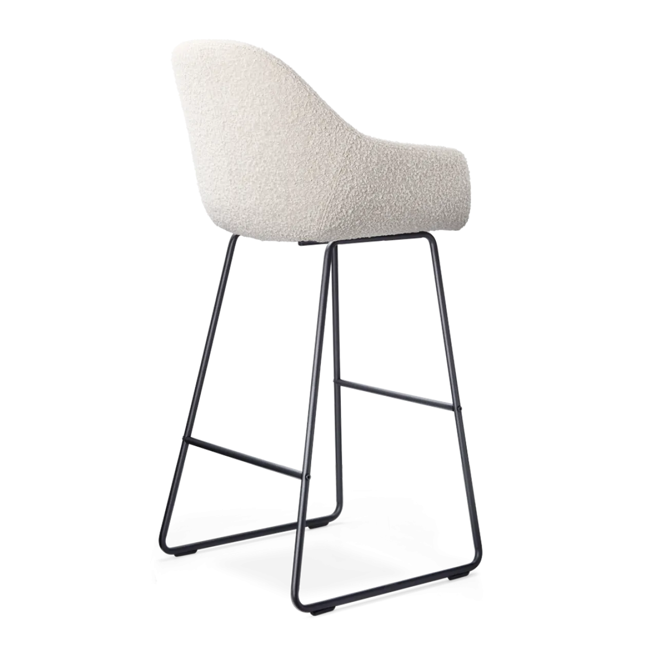 Barkruk Nino-Mae bouclé beige - zwart onderstel - 75 cm