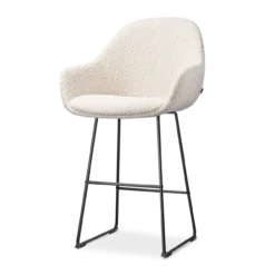 Barkruk Nino-Mae bouclé beige - zwart onderstel - 65 cm