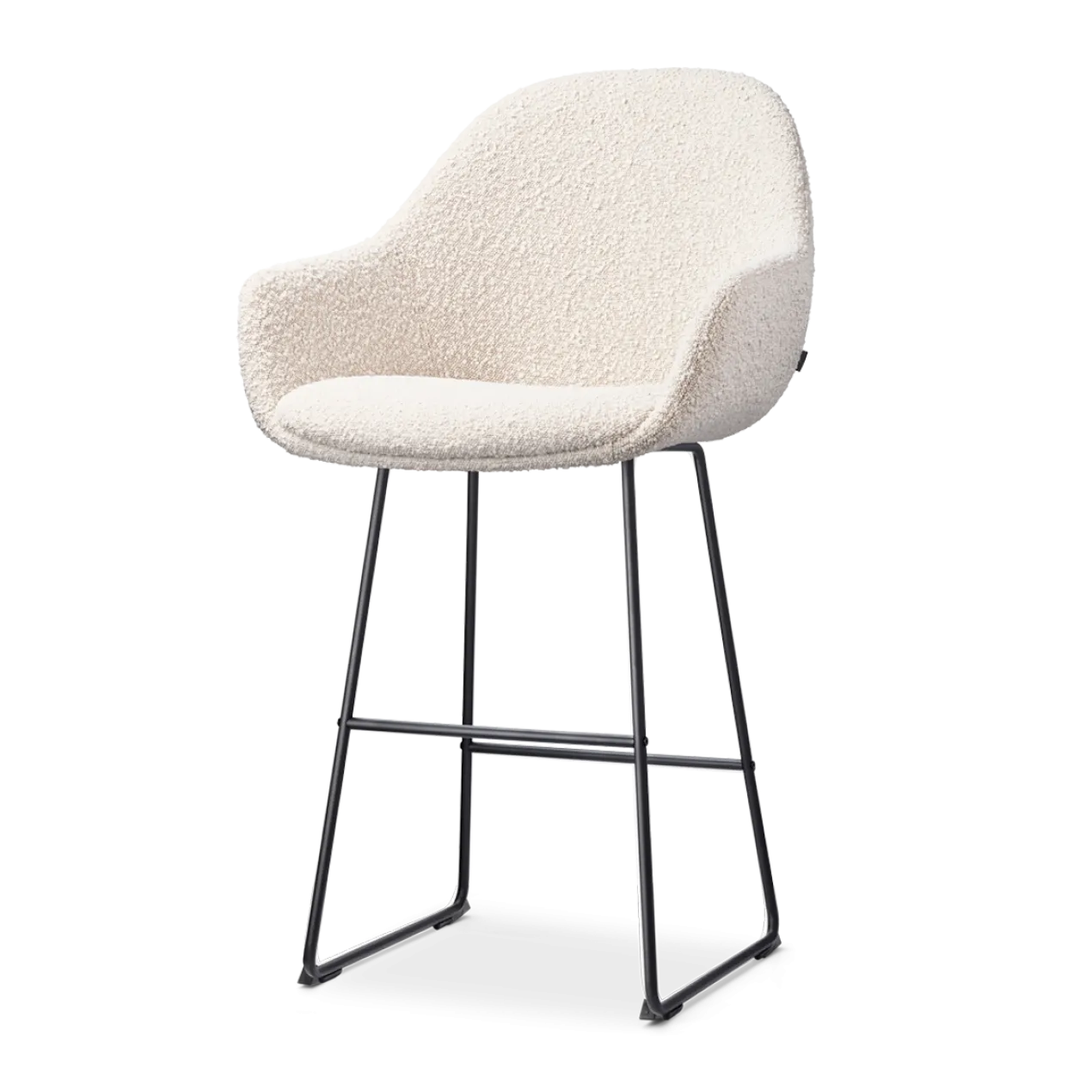 Barkruk Nino-Mae bouclé beige - zwart onderstel - 65 cm