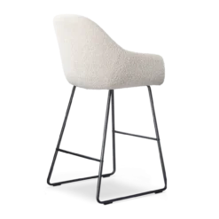 Barkruk Nino-Mae bouclé beige - zwart onderstel - 65 cm