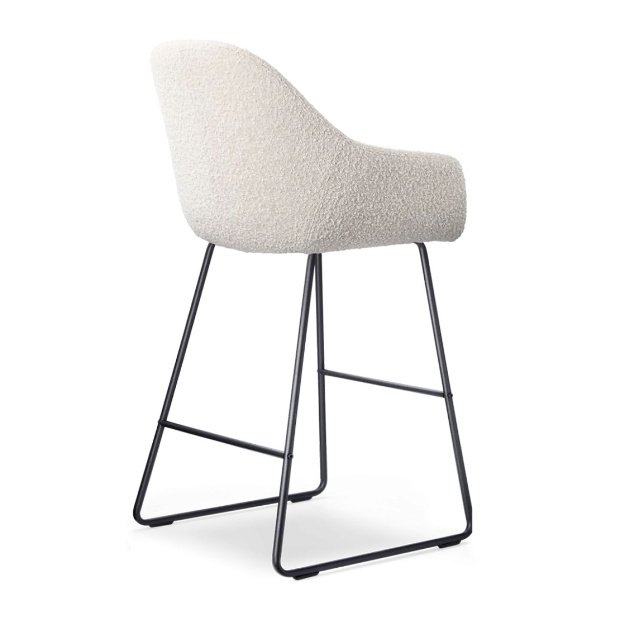 Barkruk Nino-Mae bouclé beige - zwart onderstel - 65 cm