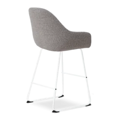 Barkruk Nino-Mae bouclé taupe - wit onderstel - 65 cm