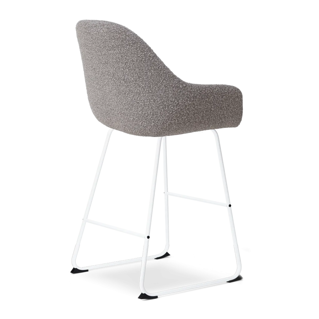 Barkruk Nino-Mae bouclé taupe - wit onderstel - 65 cm