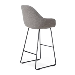 Barkruk Nino-Mae bouclé taupe - zwart onderstel - 75 cm