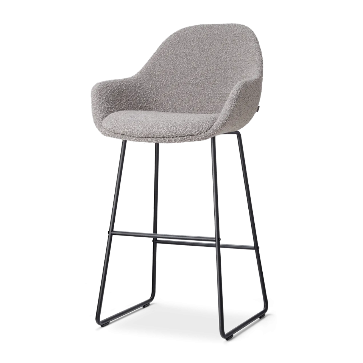 Barkruk Nino-Mae bouclé taupe - zwart onderstel - 75 cm