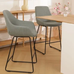 Barkruk Nino-Mae licht groen - zwart onderstel - 65 cm