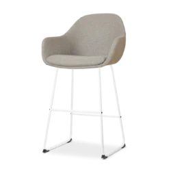 Barkruk Nino-Mae warm grijs - wit onderstel - 65 cm