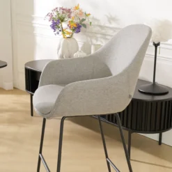 Barkruk Nino-Mae warm grijs - zwart onderstel - 65 cm