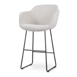 Barkruk Nino-Mare bouclé beige - zwart onderstel - 75 cm