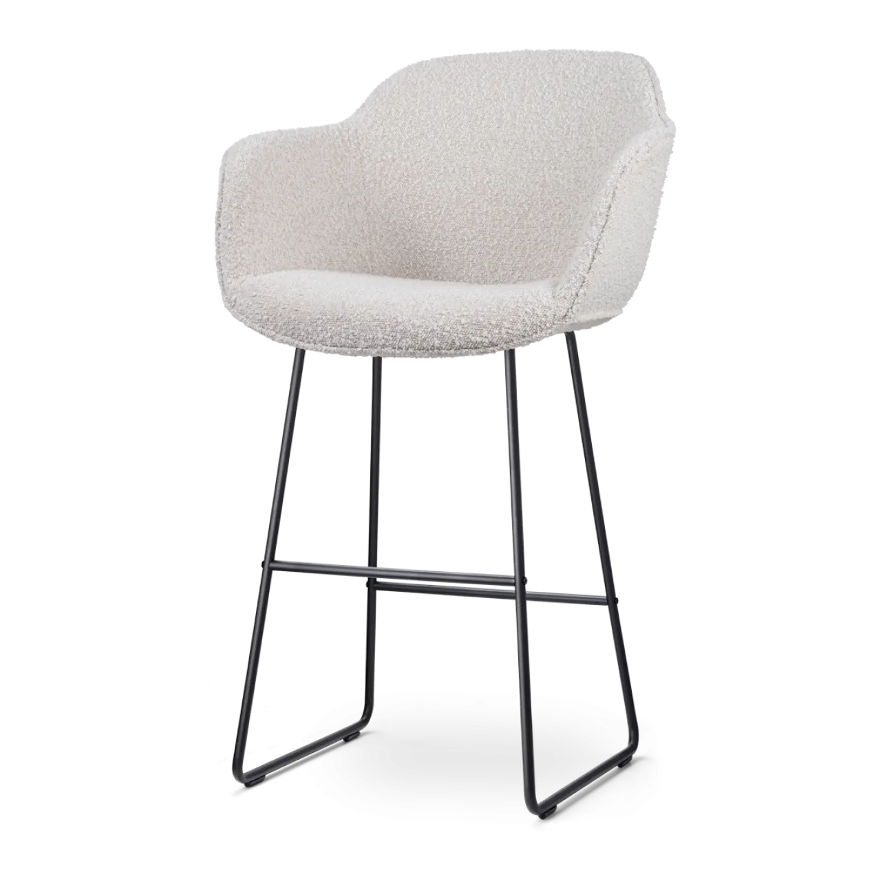 Barkruk Nino-Mare bouclé beige - zwart onderstel - 75 cm