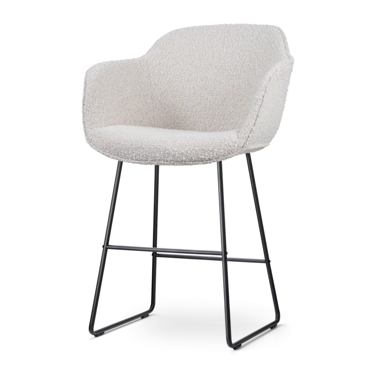 Barkruk Nino-Mare bouclé beige - zwart onderstel - 65 cm
