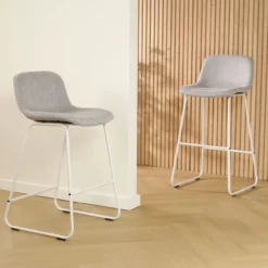 Barkruk Nino-Mats grijs - wit onderstel - 75 cm