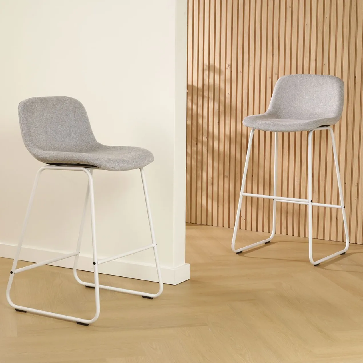 Barkruk Nino-Mats grijs - wit onderstel - 75 cm