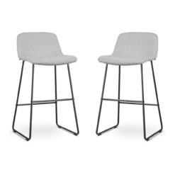 Barkruk Nino-Mats lichtgrijs - zwart - 75 cm - set van 2